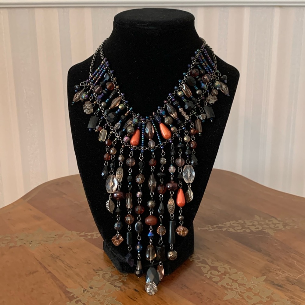 Beaded statement choker piece. 8” with 3” extender. Costume piece.